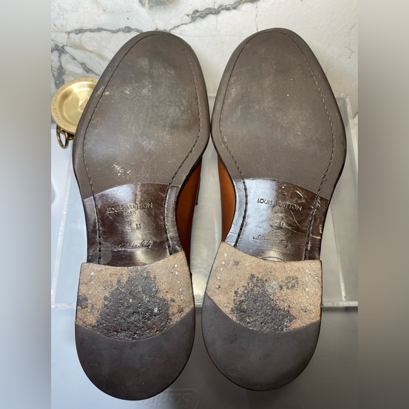 Louis Vuitton dress shoes loafers men brown leather tassel sz 8M made in italy - Picture 14 of 16